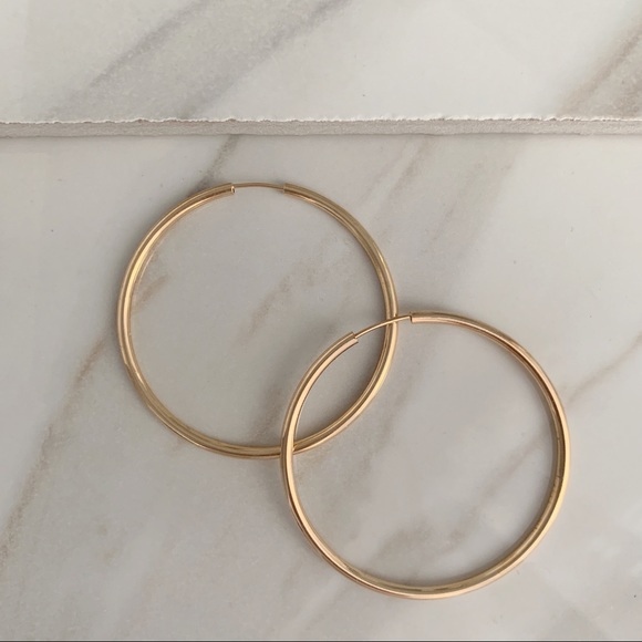 Watts Thin Hoop Earrings | 18k Gold Filled - Picture 2 of 4